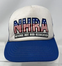 Vintage 80's NHRA National Hot Rod Association Blue Trucker Hat Mesh Snapback