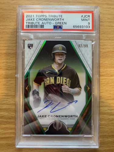 Jake Cronenworth - 2021 Topps Tribute Green Autograph RC Rookie Auto /99 PSA 9