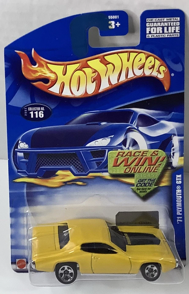 2004 风火轮 #116 黄色 1971 年普利茅斯 GTX 带 5 个辐条轮 — 第 2/3 张图片