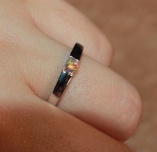 fire opal ring gems silver jewelry 5.5 7.5 8.5 delicate wedding engagement band