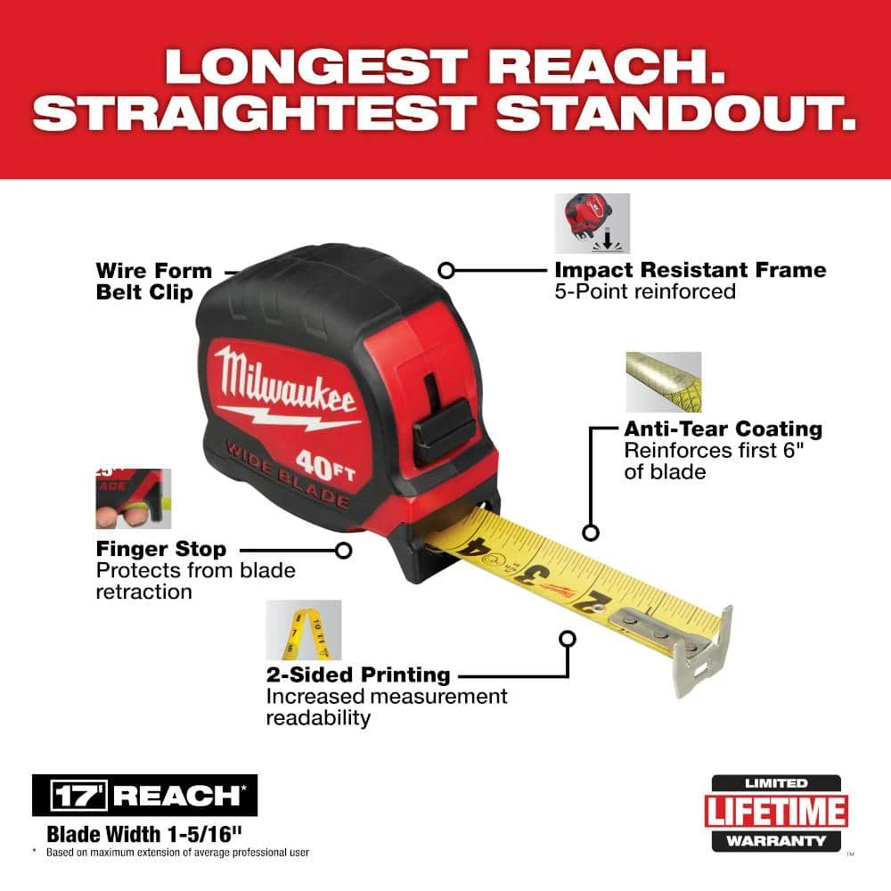 40 ft. x 1.3 in. wide blade tape measure with 17 ft. reach eBay