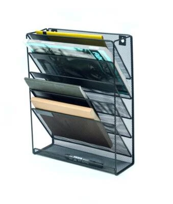 Wall Mount 6 Pocket Hanging File Sorter Organizer Folder Holder R