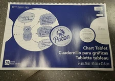 Pacon Chart Tablet, Cursive 1" Ruled, 24" x 16", 25 Sheets,  6  Pads - PAC74620 