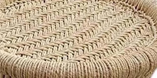 Natural & Handmade Bamboo Mudda with Beige Design Cane Stool Stool 15 X 15 INCH - Image 2 of 4