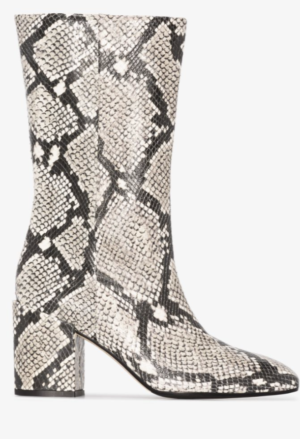 Aeyde Neutral Lori 75 Snake Effect Leather Boots size EU 40