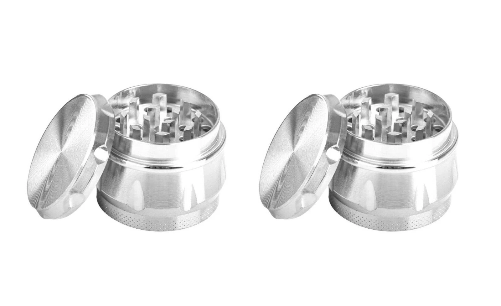 Pack of 2 Small Silver Grinders 40mm 4 Piece Metal Herb Spice Tobacco Grinders
Opens in a new window