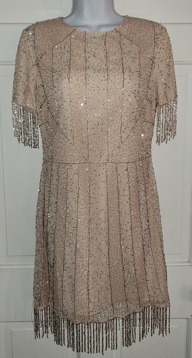 asos pink beaded dress ASOS LUXE gem embellished encrusted mini dress with drop pearls in pink
