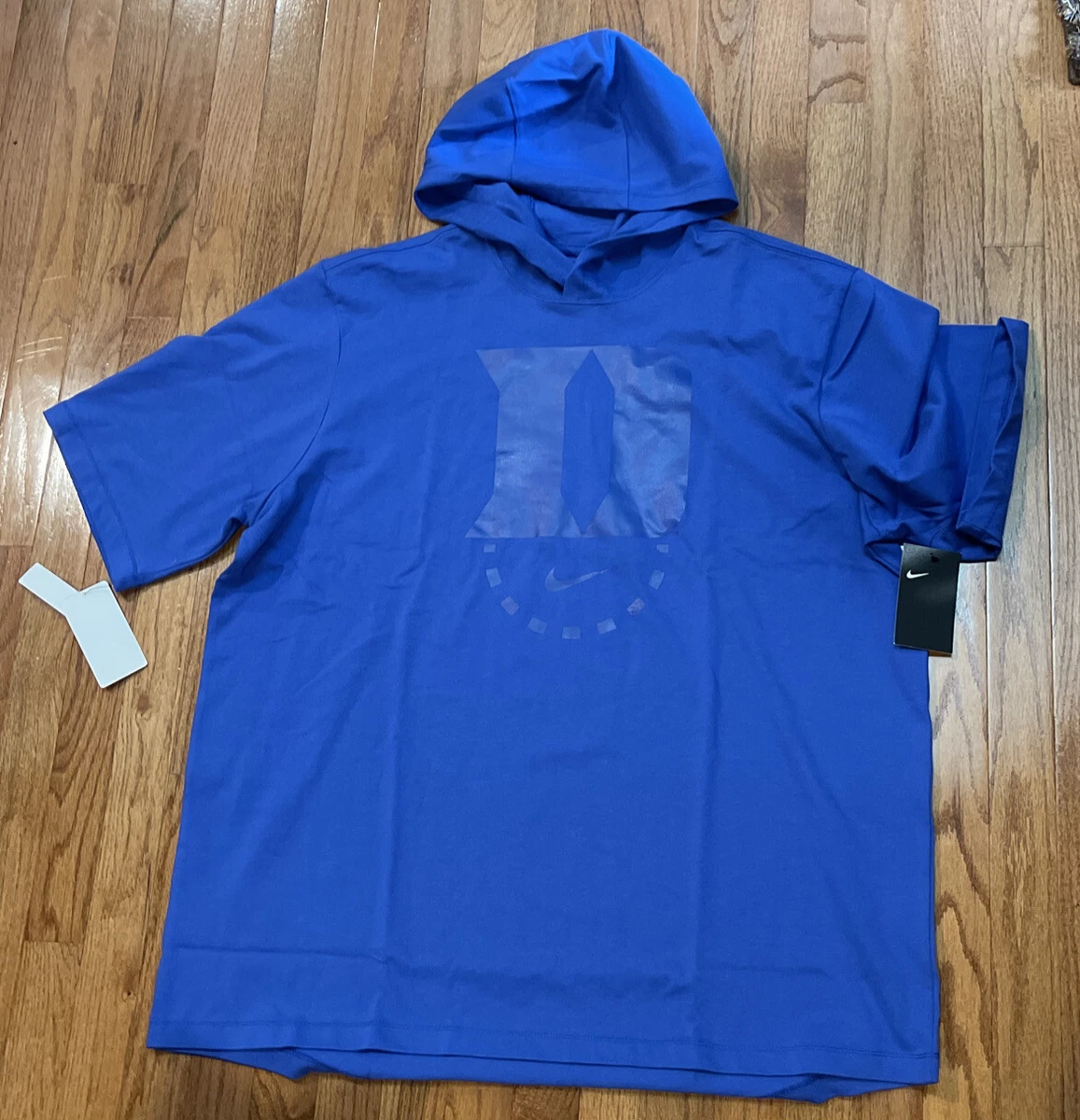 Men s Duke Blue Devils Nike Sideline Short Sleeve Hoodie Shirt NWT 2XL XXL
