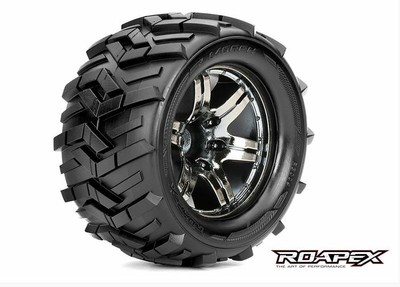 ROPR3004-CB2 Morph 1/10 Monster Truck Tire Chrome Black Wheel with 1/2 Offset