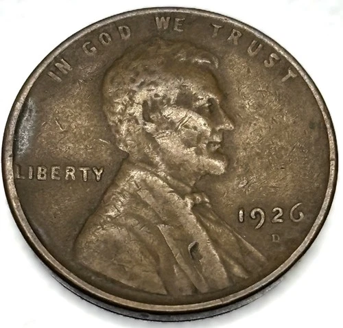 1926-D Lincoln Cent Nice Original F Fine 1 Cent Penny US Coin - 0360