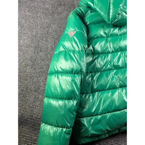 Guess Mens Green High Shine Puffer Jacket Detachable Hood XL NEW image 9