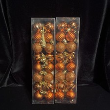 2 Boxes Of 16 Miniature Halloween, Christmas Tree Ornaments 1 Dia. Orange 32