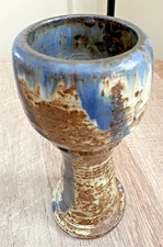 Rustic Heavy Chalice Goblet Stoneware Earthenware Signed