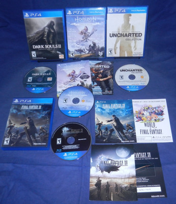 PS4: Dark Souls 2, Uncharted Nathan Drake Coll, Horizon Zero Dawn, FF XV Day One
