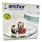 Anchor Hocking 8” Glass Dessert Salad Plates Set of 6 Clear NIB Vintage USA