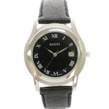 Gucci 5500M Men's Quartz Analog Date Black Leather Watch 35mm Box Set