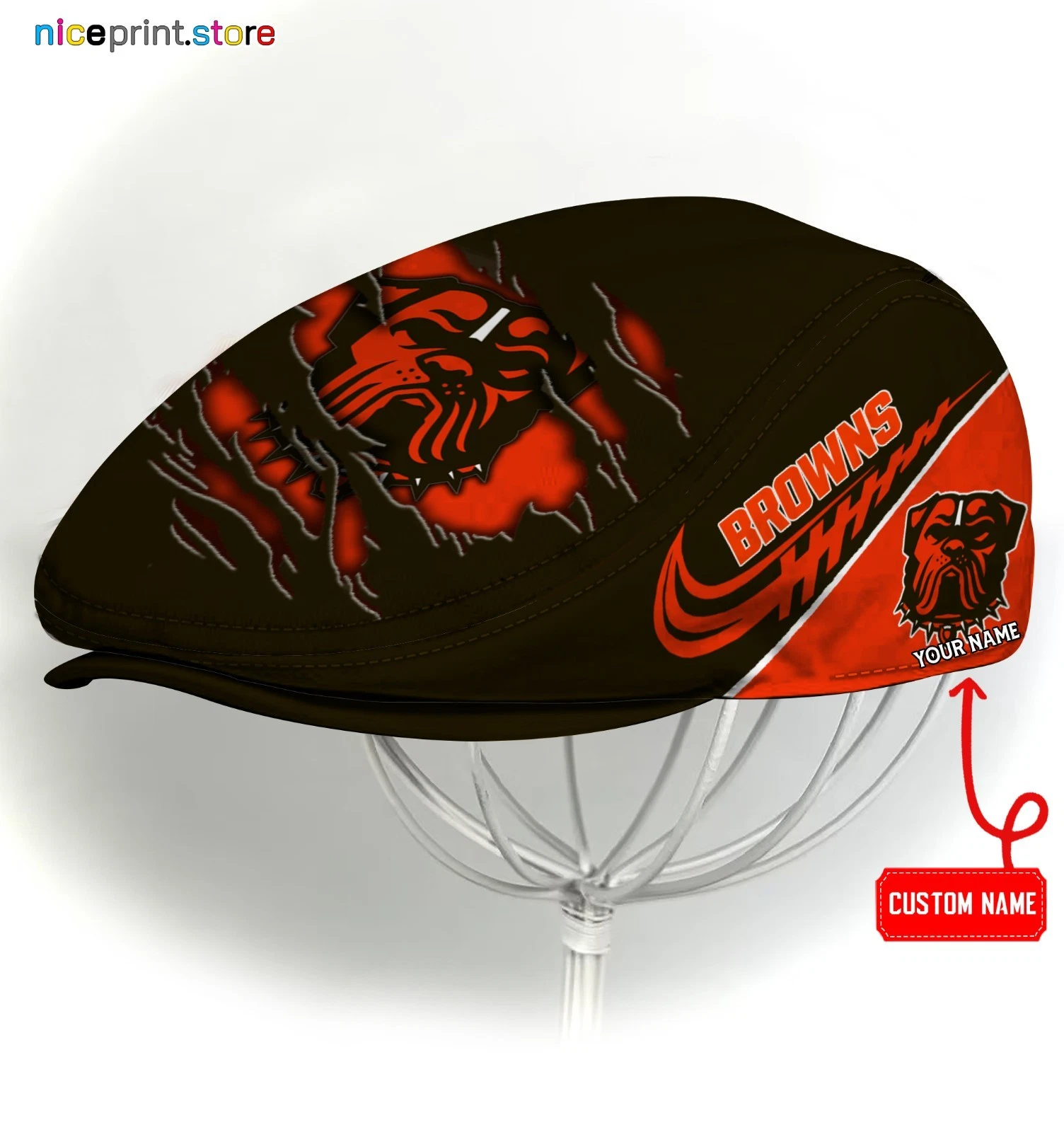 Cleveland Browns Jeff Cap Newsboy Cap Flat Golf Driving Hat for Men