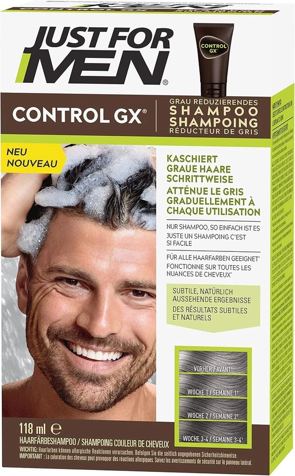 Just For Men Control GX Shampooing colorant homme pour cheveux, Réduit progre... - Photo 1/4