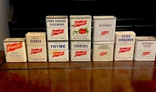 Vintage Lot Of 10 French’s Herb And Spice Tins / Boxes - Some Full