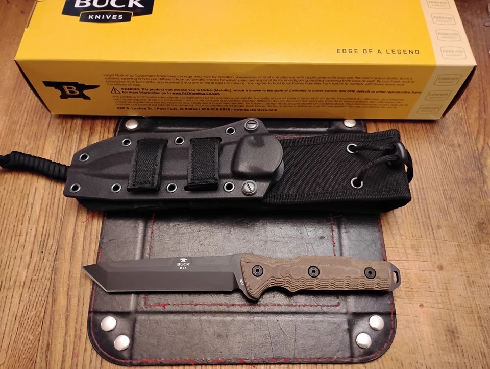 Funda Molly Buck USA 893 Tanto Combat 5.5" 5160 Hoja Mango Micarta Foto 2 de 3