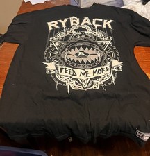 WWE Ryback “Feed Me More” T-Shirt Size Large Black Short Sleeve New w/ Bracelet