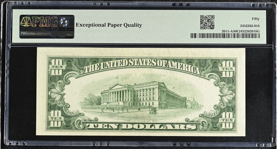 1950A Federal Reserve Note Boston 10 Dollars Fr#2011-A PMG 50 About UNC 50 EPQ - Image 2 of 2