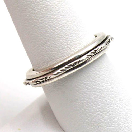 GeoArt Sterling Silver Stacking Band Spinner Ring Pair Size 9 Lot of 2 - Picture 4 of 9