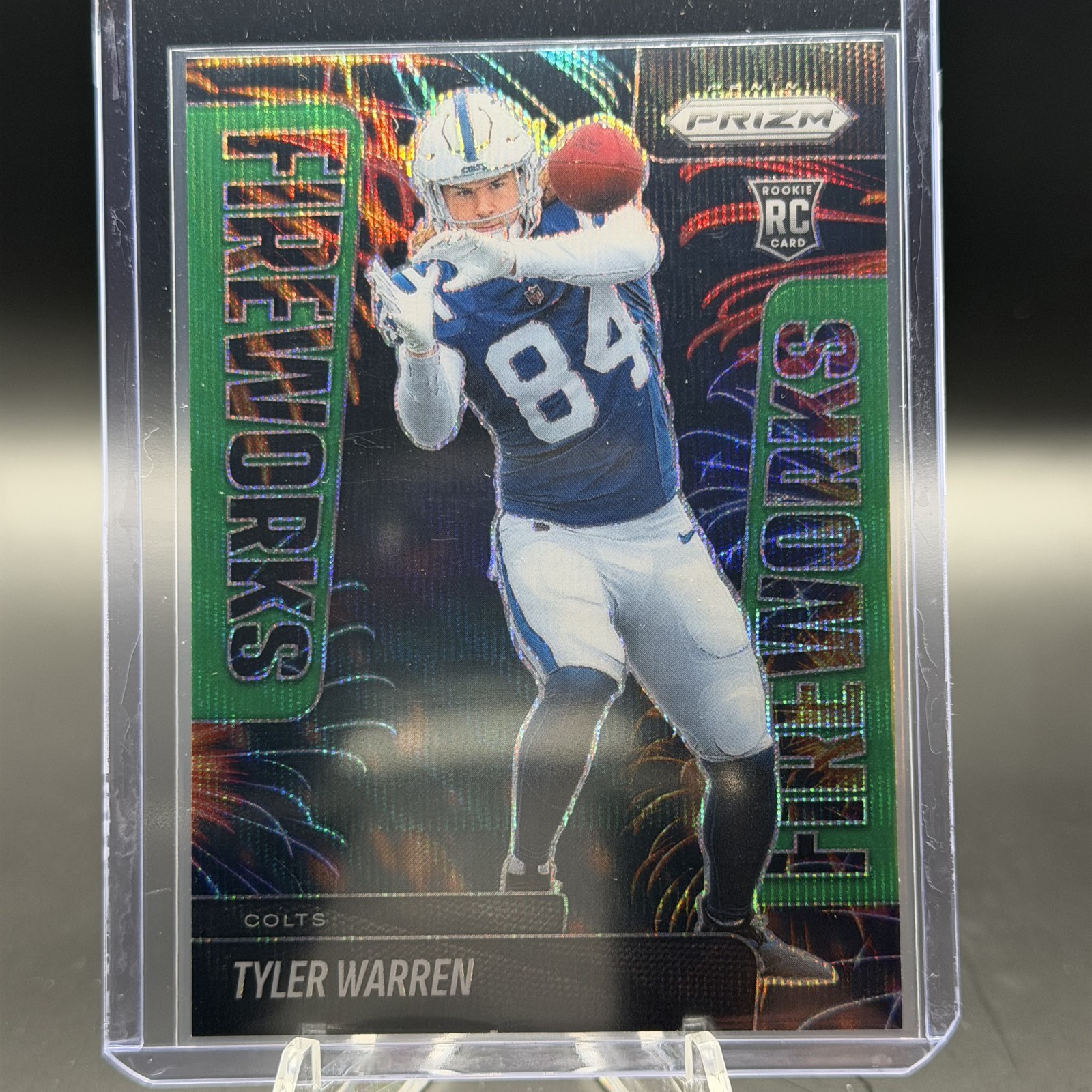 2025 Panini Prizm - Fireworks Tyler Warren #12 Green Wave Prizm (RC)