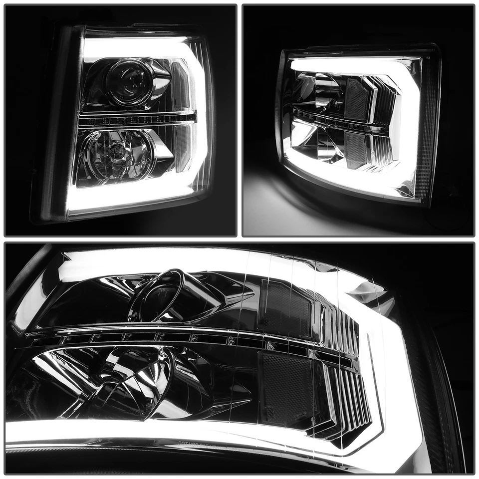 For 2007-2014 Silverado 1500 LED DRL Tube Sequential Signal Projector Headlight - Image 3 of 4