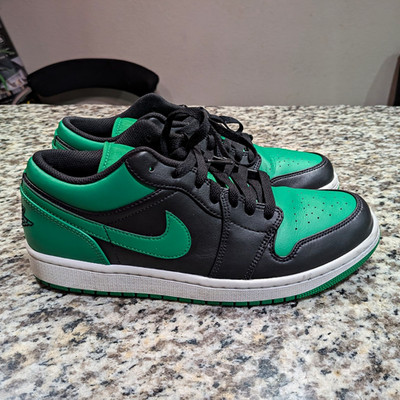 Jordan Air Jordan 1 Low Men's Lace-Up Colorblock Sneaker Green Black White