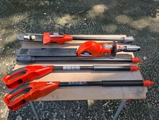 All Black/Decker. 120 volt trimmer and 20 volt pole chain saw and hedger trimmer