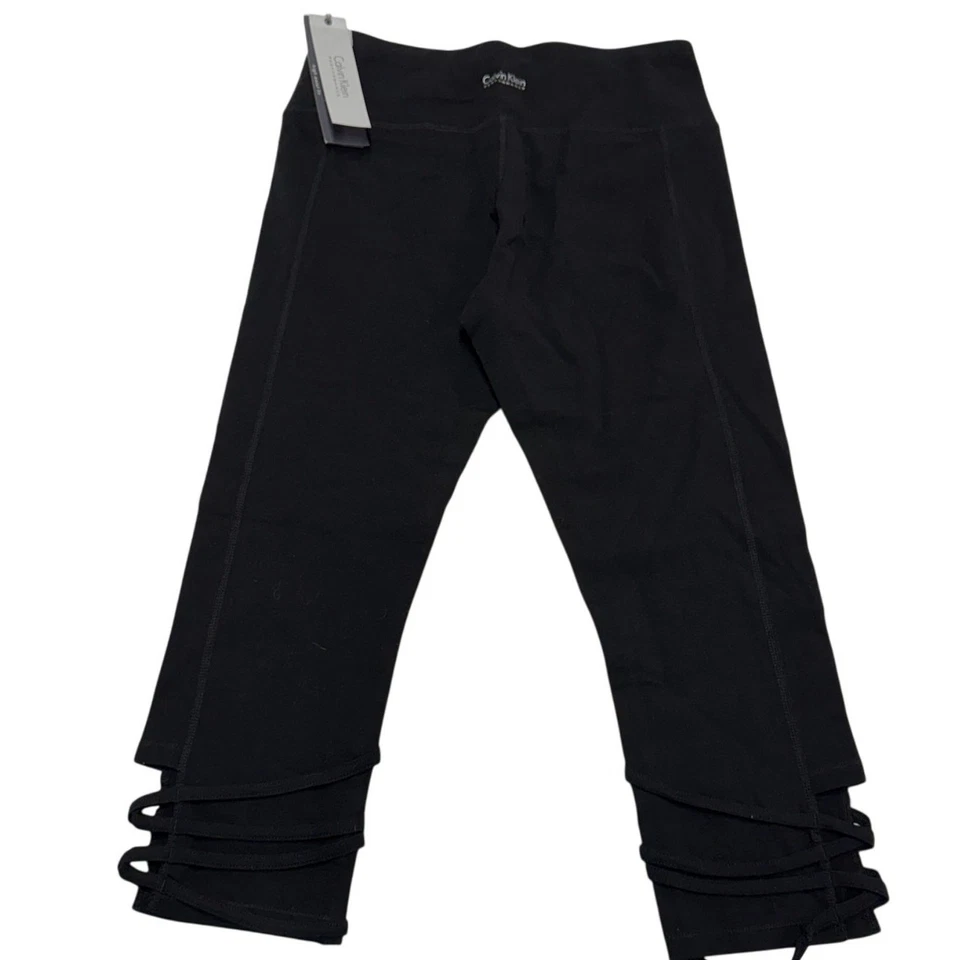 Calvin Klein Performance Leggings Womens Small Black Athletic Crop High Waisted - Image 2 of 4