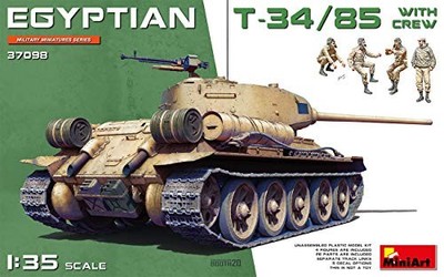 Mini Art 1/35 Military Egypt Army T-34/85 Tank w/Crew Plastic Model kit MA37098