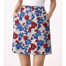 Vintage Talbots Cream Floral Womens Skirt Size 10 Preppy Cottagecore Brunch Y2K