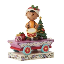 Jim Shore Peanuts Collection Christmas Train Engine Drumming Up Holiday Cheer