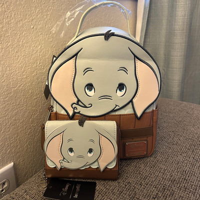 NWT Loungefly Disney Dumbo Bath Baby Barrel Backpack Wallet Set New With Tags