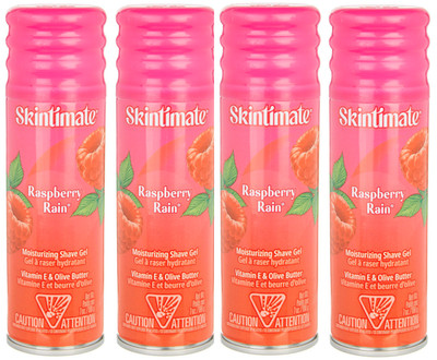 4 Skintimate Raspberry Rain Moisturizing Shave Gel 7 oz Vita E Olive Oil Butter