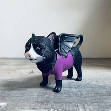 Ankyo Black Cat Halloween With  Purple Bat Wings Figure Plastic Cake Topper