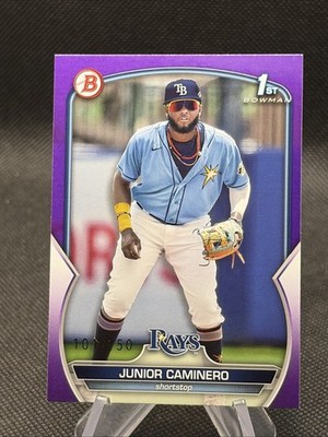 Junior Caminero 2023 Bowman Prospects #BP-61 Purple Paper #'d /250 1st Rays