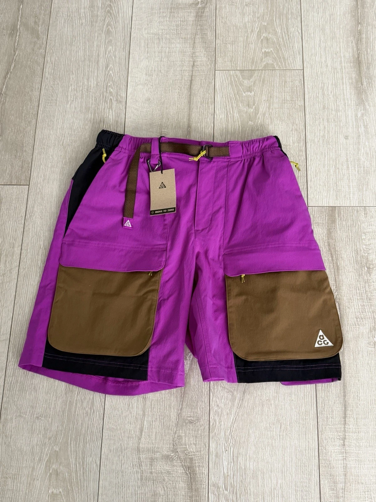 Men L Loose Fit New Nike ACG Cargo Shorts Smith Summit HV0593-551 Purple Khaki