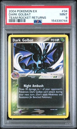 2004 POKEMON EX TEAM ROCKET RETURNS #34 DARK GOLBAT PSA 9