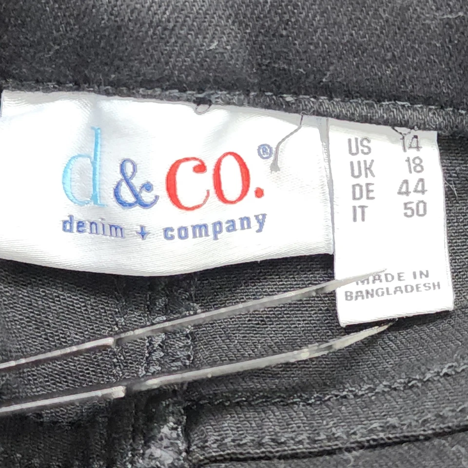 D&Co. Denim & Company Jeans Womens 14 Black High Rise Flare Leg Faux Zip Pull On - Image 3 of 4