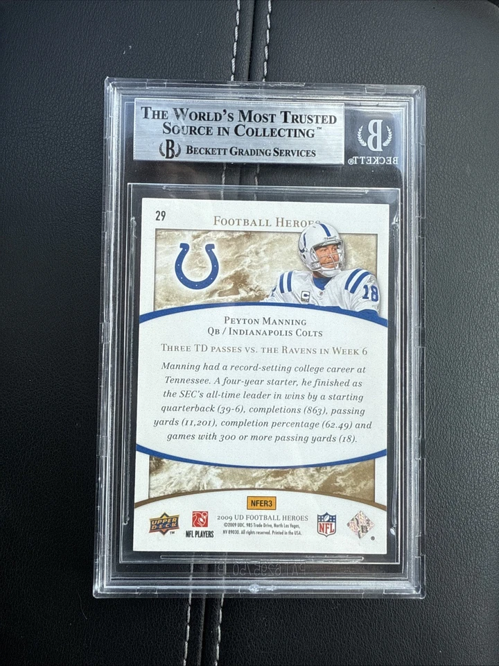 2009 upper deck Heroes #29 Payton Manning Signed Autograph Authenticated - Image 2 of 3