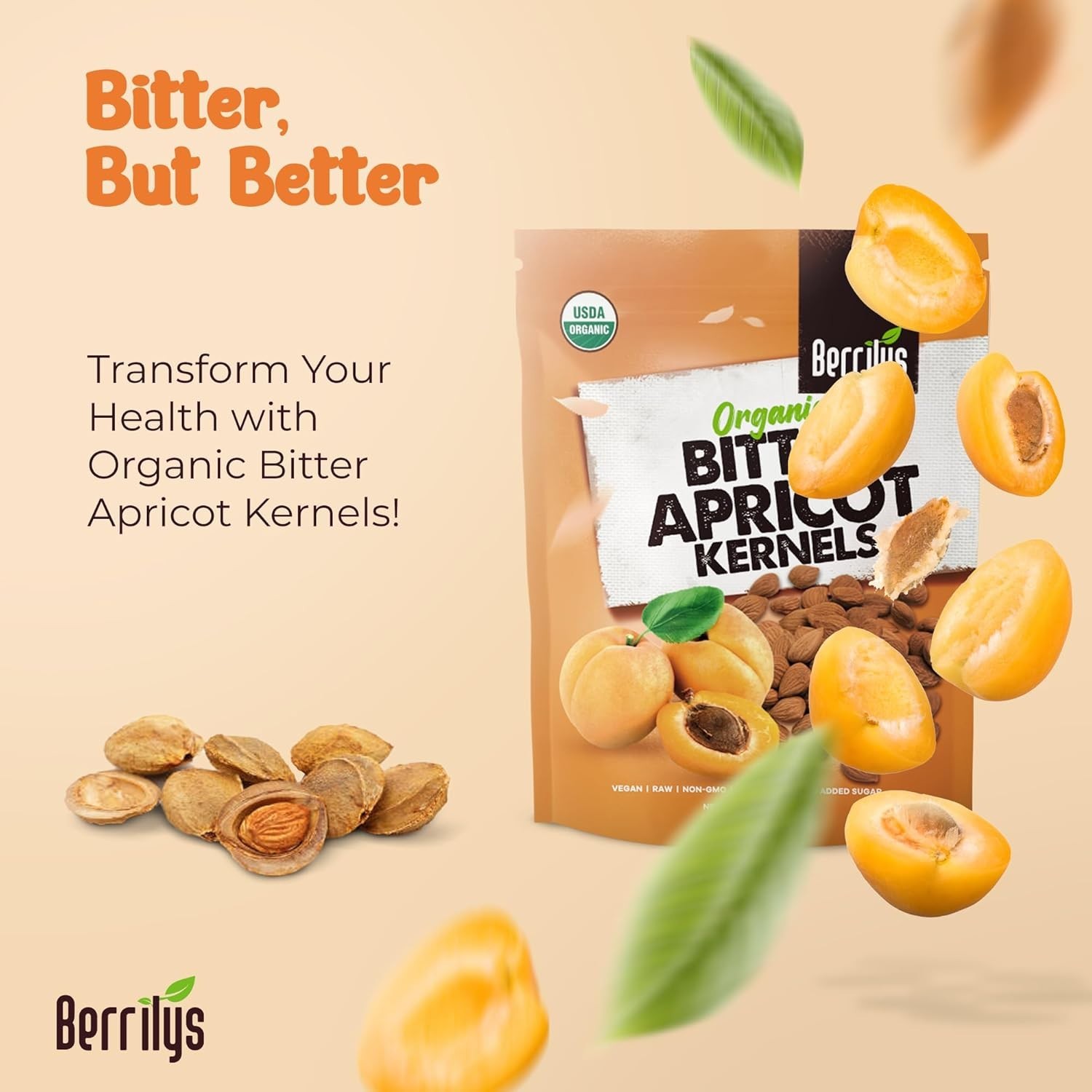 Organic Bitter Apricot Seeds - 10 oz Pack, Freshly Sourced & Nutrient-Rich