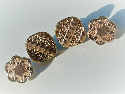 Lot De 2 Paires De Boutons De Manchettes Anciens - Plaqué Or - Style Vintage