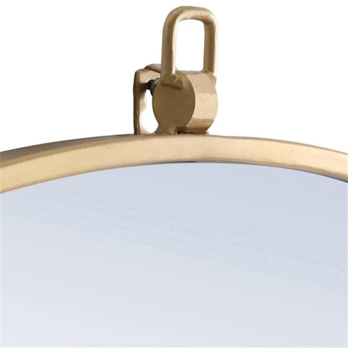 Elegant Decor Rowan 28" Round Metal Frame Hooked Mirror in Brass - Picture 7 of 11