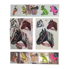 Vintage 80's Foil Stickers Lot BJ and P-1 Toys & Horse T-Rex Car Gorilla Plane 