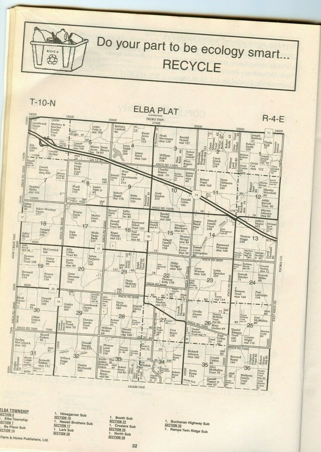 Plat Book Atlas Knox County Illinois IL Directory 2008 Galesburg Wataga