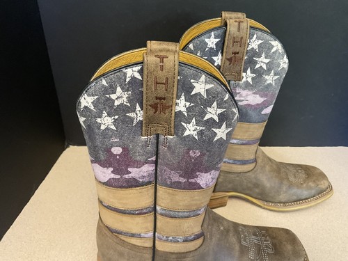 Women's Tin Haul 'AMERICAN WOMAN' COWBOY BOOTS w/ Shoot Like A Girl Sole. SZ 7.5 - Picture 3 of 9