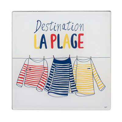 Untersetzer Schneidebrett Destination la plage Glas aus Frankreich 20 x 20 cm